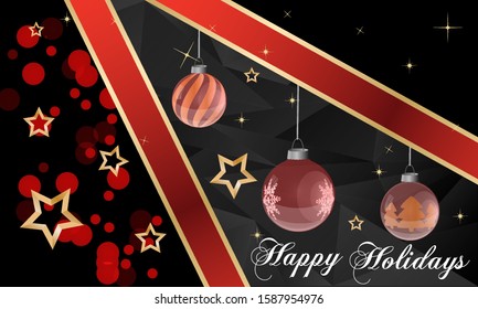 Happy holidays banner layout design template graphic abstract black and red background. Vector illustration