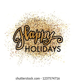Happy holidays banner, print postcard, invitation, greetings card for New Year, Christmas, web, print.