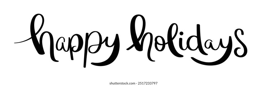 HAPPY HOLIDAYS black vector brush calligraphy banner