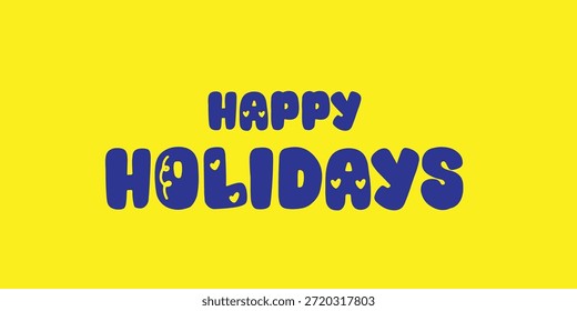 Tipografía redondeada audaz de los Días festivos felices en fondo amarillo brillante – diseño festivo divertido del saludo