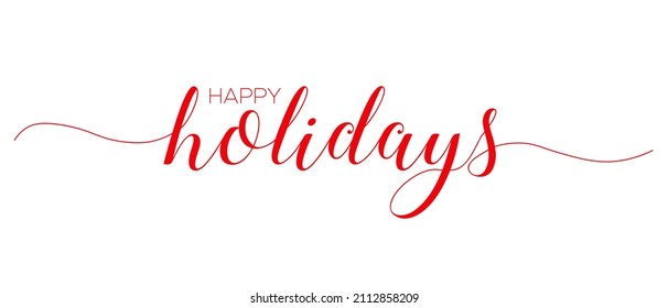 Happy Holidays brush calligraphy banner. Red vector calligraphy banner