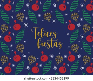 Happy Holidays Card mit Elementen von Dezember Feiern. Weihnachten und neues Jahr. Vektorgrafik