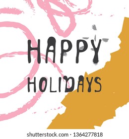 Happy holidays card. Memphis style background 