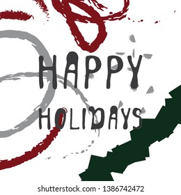 Happy holidays card. Memphis style background 