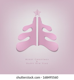 Happy Holidays Card / Merry Christmas And Happy New Year 2014 / Cutout paper card / Simple form
