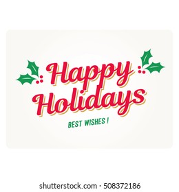 Happy Holidays Card With Mistletoe. Editable Vector Design.
