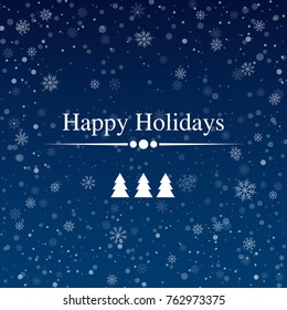 Happy Holidays Card with Snowflakes Background. Vector Illustration. Flat Style. Winter Card for Holidays and Snowtime Greetings.