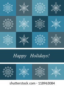 Happy Holidays Card  with snowflakes, vector