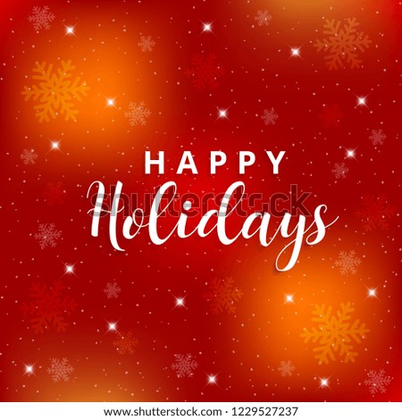 Happy holidays card vector on red christmas background.