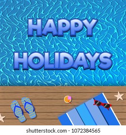 Happy holidays cartoon lettering for summer design. Vector background.