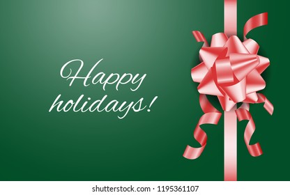 Happy holidays. Christmas and New Year background with ribbon. Stock vector