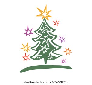 Happy holidays. Christmas tree vector illustration.
