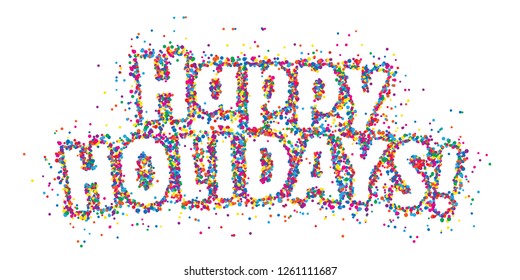 HAPPY HOLIDAYS colorful confetti typography banner