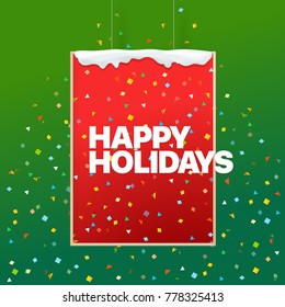 Happy holidays concept. Vector logo on the wall 