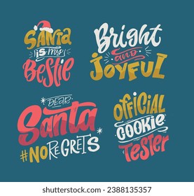 Happy Holidays - cute hand drawn lettering set. Merry Christmas and happy new year. Seasons greetings. Christmas vibes.