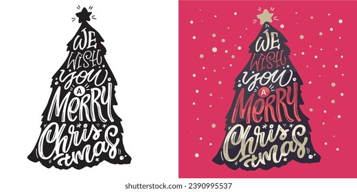 Happy Holidays - cute hand drawn lettering set. Merry Christmas and happy new year. Seasons greetings. Christmas vibes.