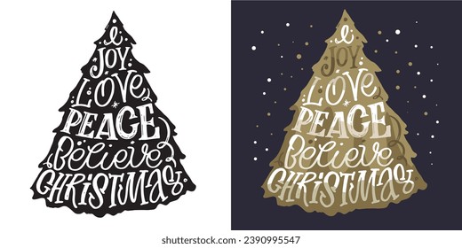 Happy Holidays - cute hand drawn lettering set. Merry Christmas and happy new year. Seasons greetings. Christmas vibes.