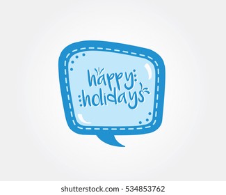 happy holidays doodle speech bubble
