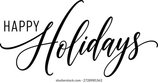 Happy Holidays elegantes kalligrafisches Textdesign auf sauberem, weißem Hintergrund