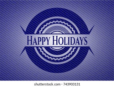 Happy Holidays emblem with jean background