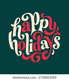Tipografía festiva del guion de los Días festivos felices en círculo