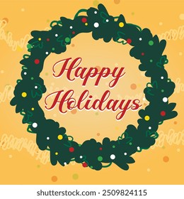 "Happy Holidays" Fun Stylized Holiday Wreath