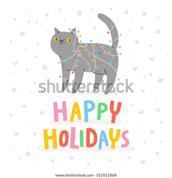 Joyeuses Vacances Drole De Chat Gras Image Vectorielle De Stock Libre De Droits