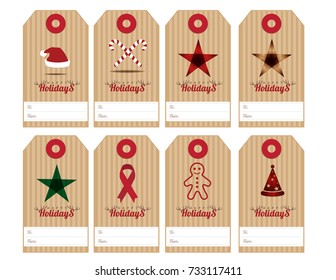 Happy Holidays Gift Tags, Set Of 8