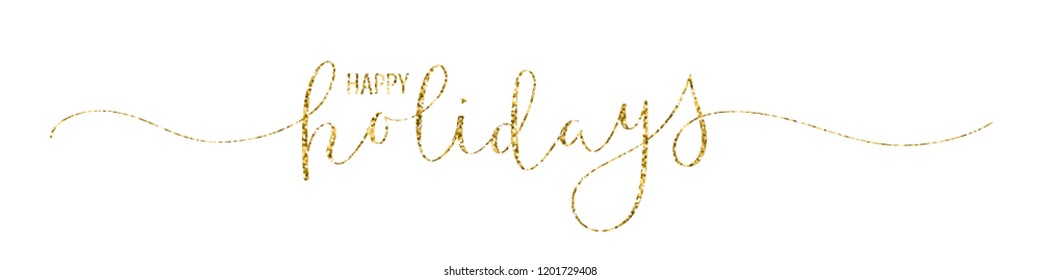 HAPPY HOLIDAYS gold glitter brush calligraphy banner