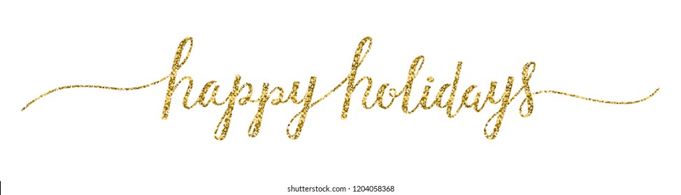 HAPPY HOLIDAYS gold glitter brush calligraphy banner