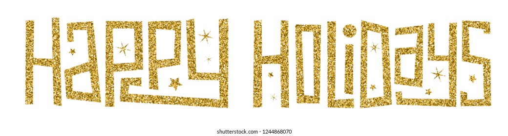 HAPPY HOLIDAYS gold glitter hand lettering banner