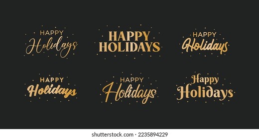 Happy Holidays Gold Vector Holiday Text, Holiday Text, Holiday Sign, Happy Holidays, Holiday Text Set, Happy Holidays Background, Isolated Illustration Vector