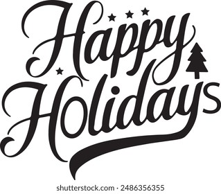 Happy Holidays Gold Vector Holiday Text, Holiday Text, Holiday Sign, Happy Holidays, Holiday Text Set, Happy Holidays Background, Isolated Illustration 