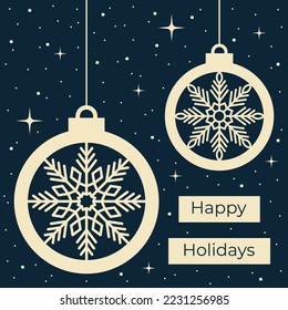 Happy Holidays greeting card, banner or poster with Christmas ball.