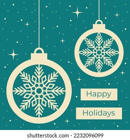 Happy Holidays greeting card, banner or poster with Christmas ball.	