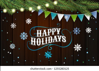 Happy holidays greeting card. Best wishes. Top view composition 