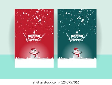 Happy Holidays Greeting Card or Gift Tag Label, Set of 2, Vector EPS 10.
