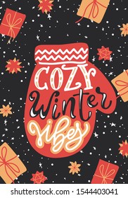 Happy holidays greeting card. Hand lettering Christmas background. Brush calligraphy with decorative design elements. Vector illustration