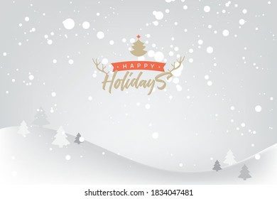 Happy Holidays Greeting Card, Poster and Background with Snowflake, Vector EPS 10.
