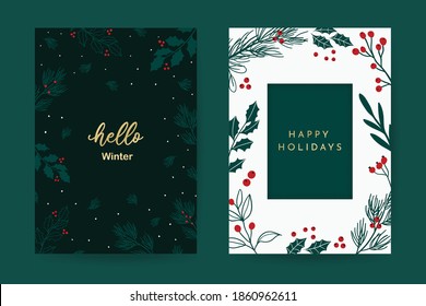 Happy Holidays Greeting Card Vector template. Happy New year 2021. Happy Winter design concept for cover, invitation card, website banner, social media story and post.