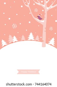 Happy Holidays greeting card,banner,frame.Winter simplicity landscape