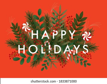 Happy Holidays greetings design template vector illustration