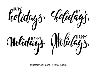 Happy holidays. Hand drawn creative calligraphy, brush pen lettering. design holiday greeting cards and invitations of Merry Christmas and Happy New Year, banner, poster, logo, seasonal holiday.