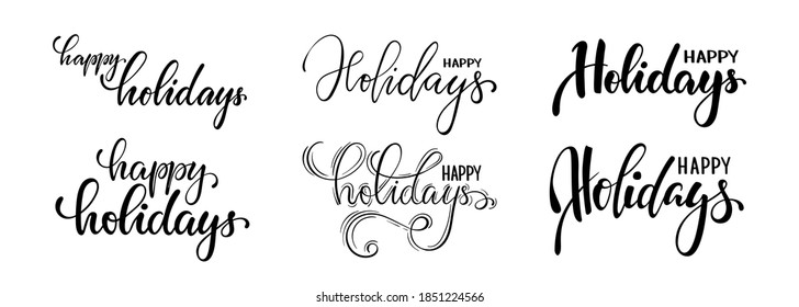 happy holidays. Hand drawn creative calligraphy and brush pen lettering. design for holiday greeting cards and invitations of the Merry Christmas and Happy New Year and seasonal holidays