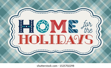 Happy holidays hand drawn vector poster. Cute fun lettering cartoon. Christmas fancy quote sing. Winter holiday season greeting words. New Year event celebration web banner, vintage signboard template