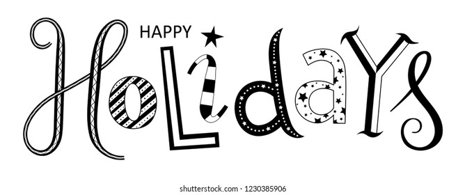 HAPPY HOLIDAYS hand lettering banner