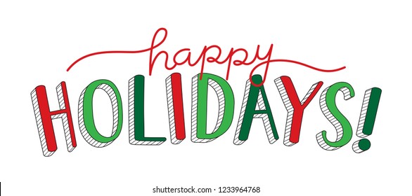 HAPPY HOLIDAYS hand lettering banner - Shutterstock ID 1233964768