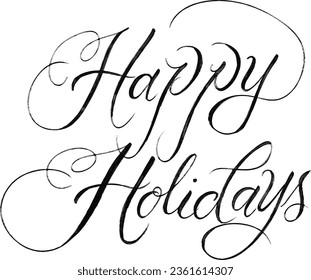  Happy Holidays hand lettering calligraphy isolated on white background. Vector holiday illustration element. Watercolor Brush style calligraphy. 