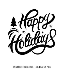 Happy Holidays hand lettering text design