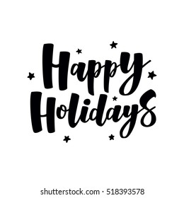 Happy Holidays Handlettering Text. Handmade Vector Calligraphy Collection